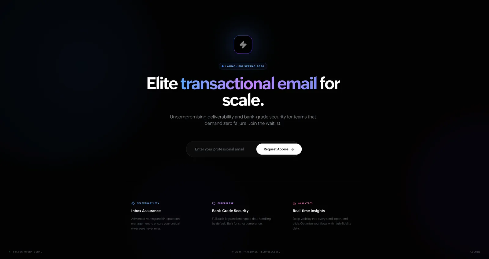 YaaliMail website homepage screenshot